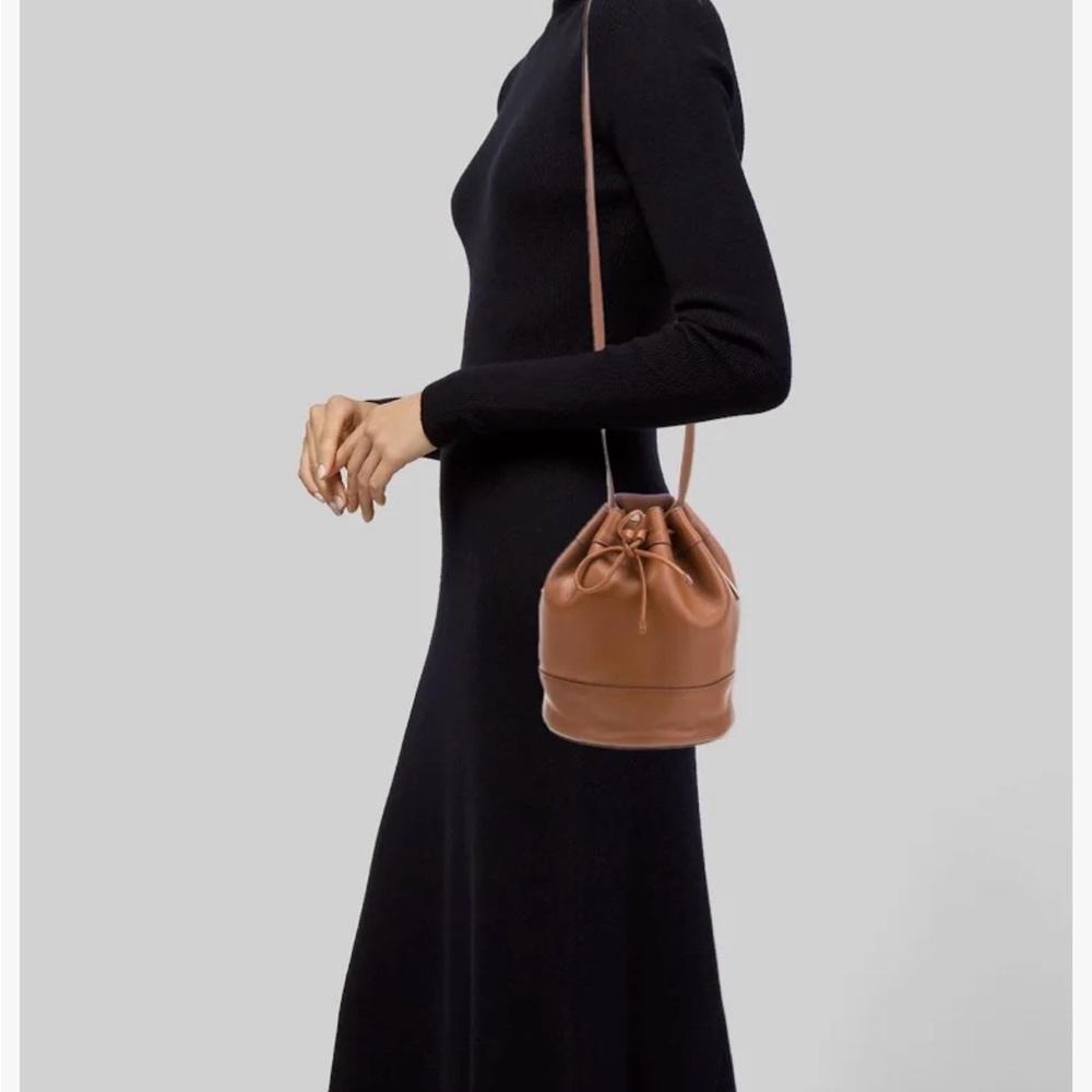 Jenni Kayne Leather Mini Drawstring Bucket Bag in Saddle - Picture 13 of 14